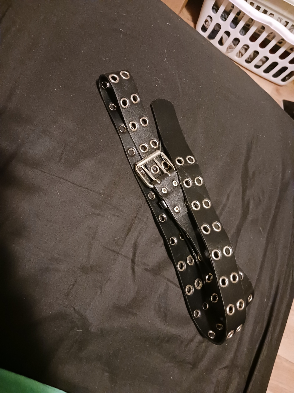 Black Double-Row Grommet Belt
